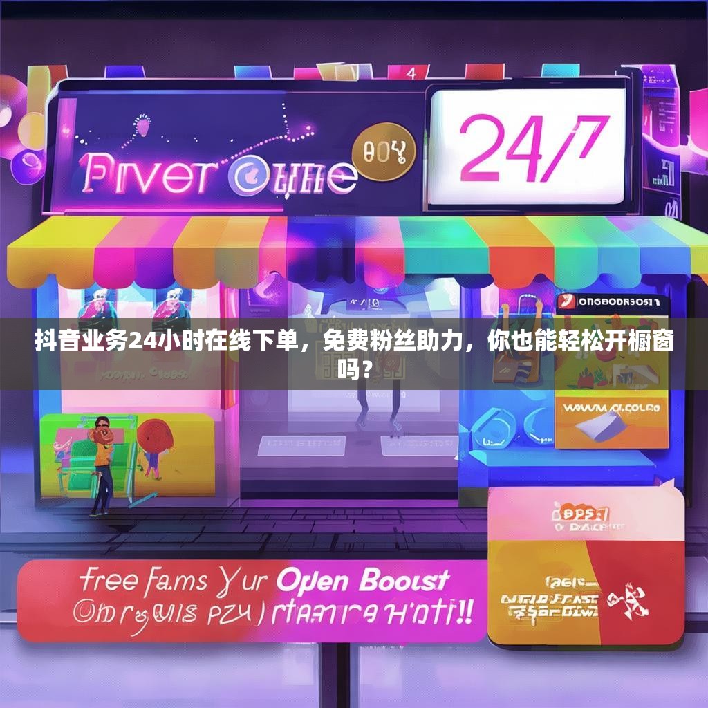 抖音业务24小时在线下单,免费粉丝助力,你也能轻松开橱窗吗?